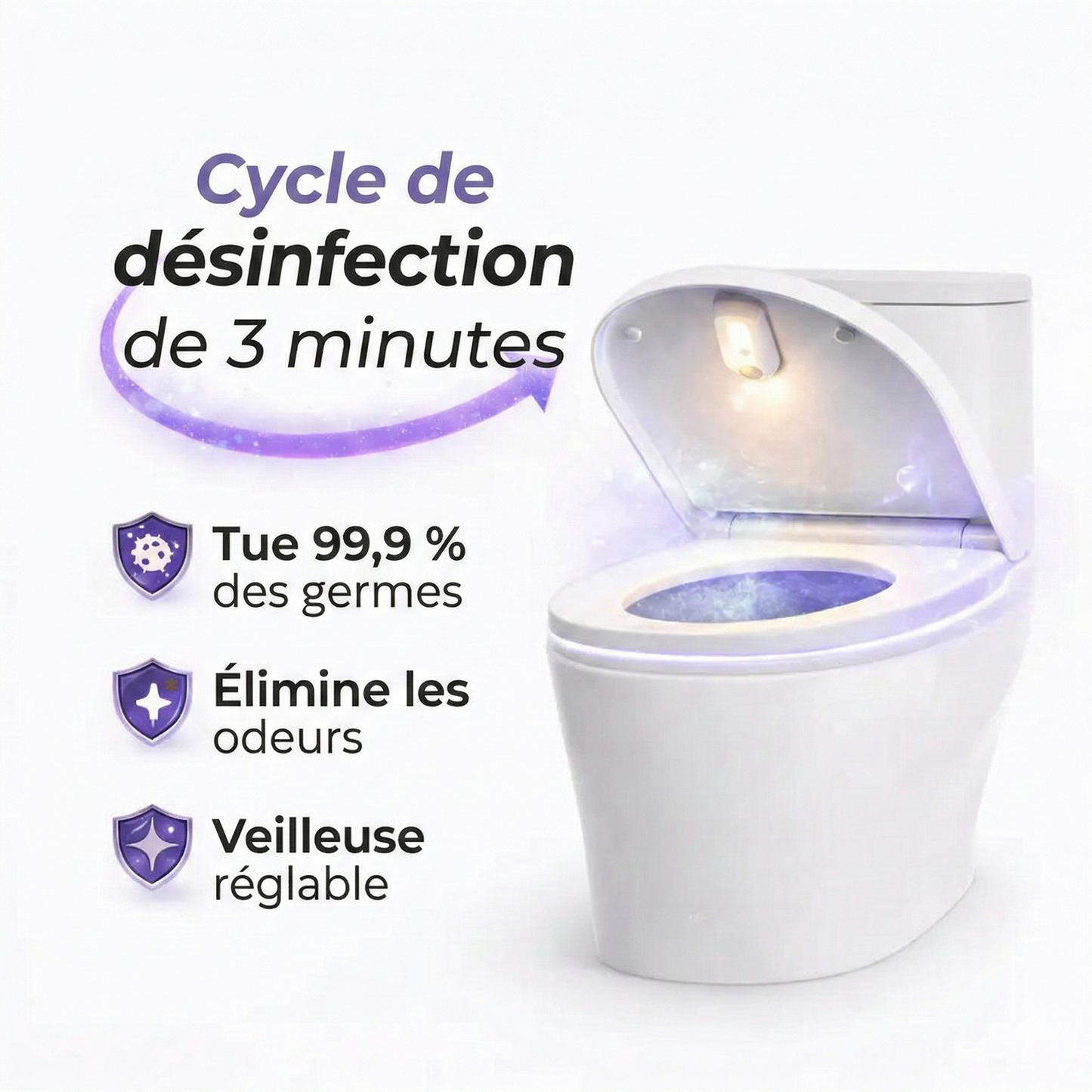 Désinfectant UV Auto-Nettoyant avec Veilleuse pour Toilettes