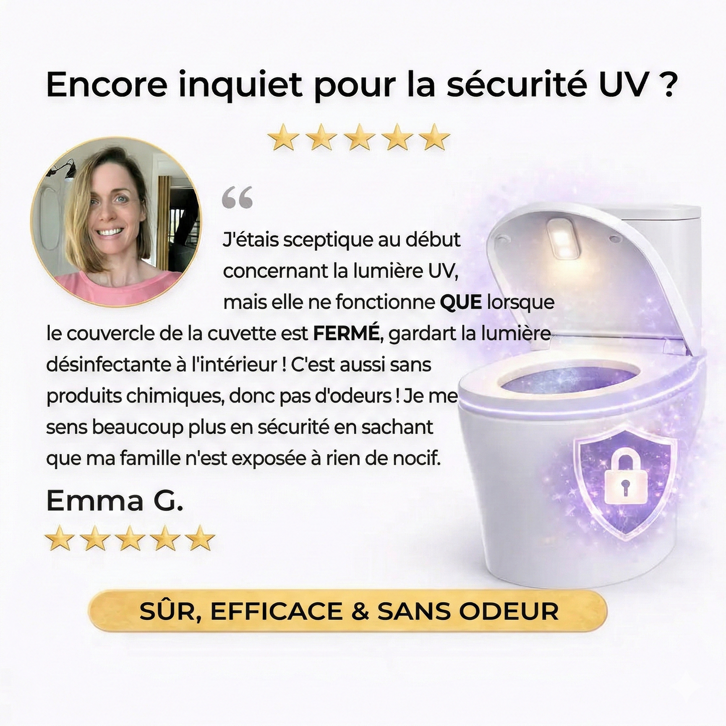 Désinfectant UV Auto-Nettoyant avec Veilleuse pour Toilettes